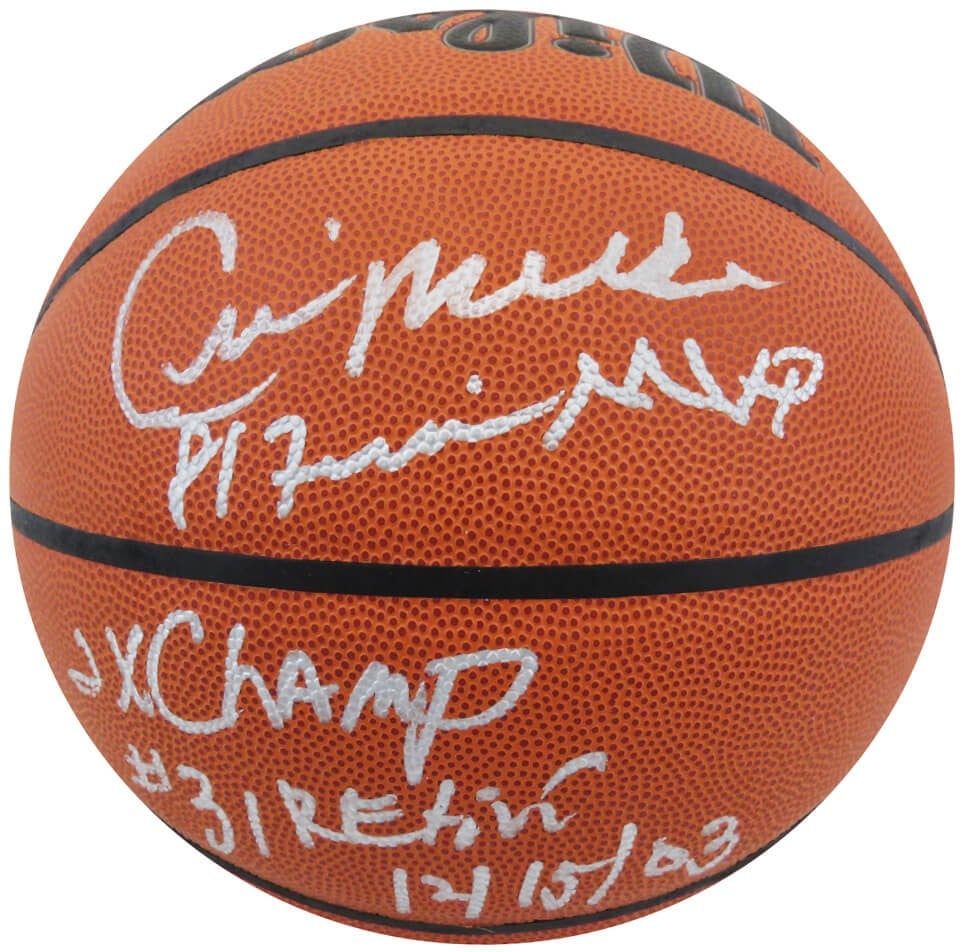 Wilson NBA basketball signed by Cedric Maxwell with 3 inscriptions and COA (1 of 1)
