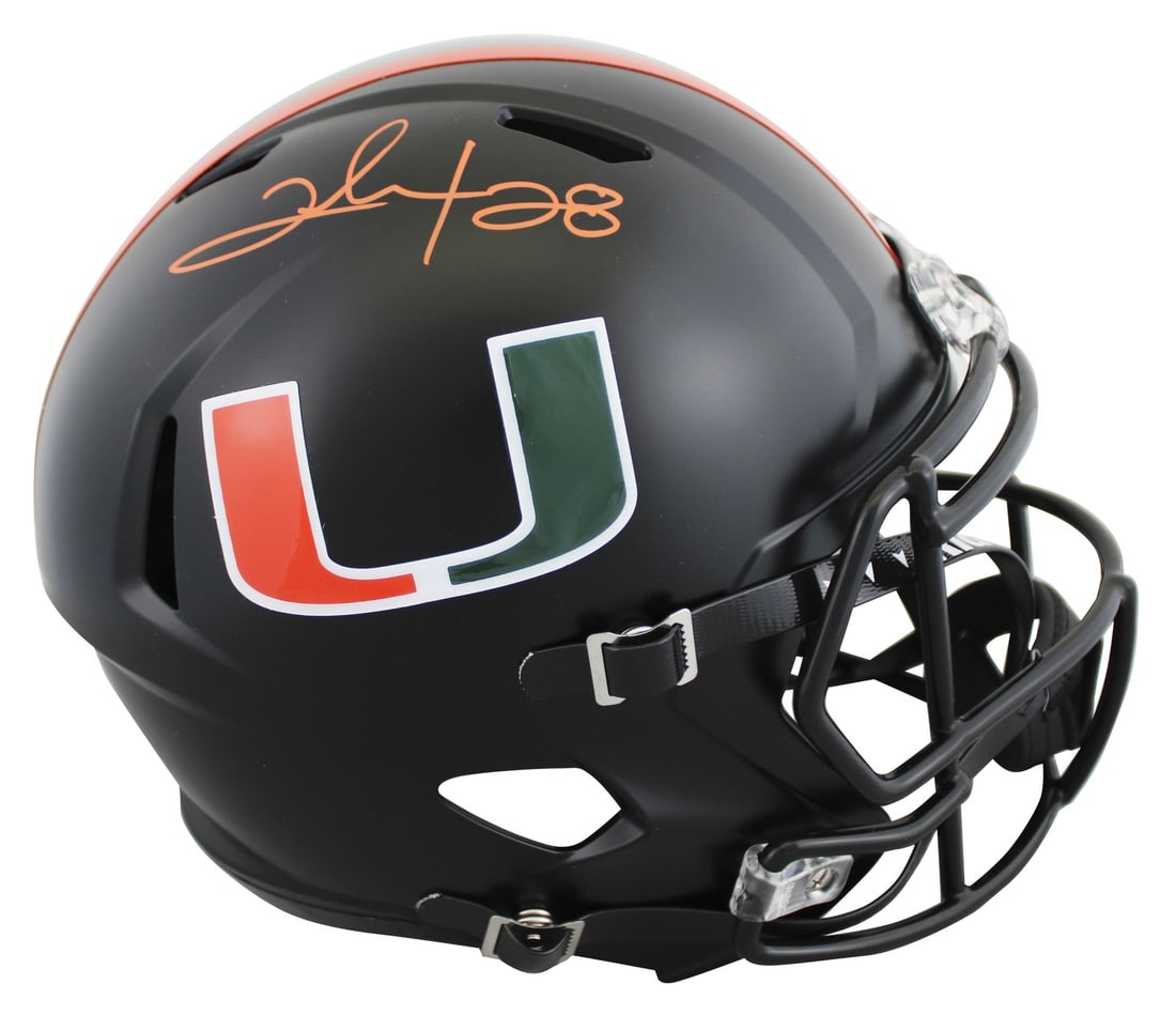 Clinton Portis autographed Miami Hurricanes Speed replica helmet Beckett witnessed (1 of 3)