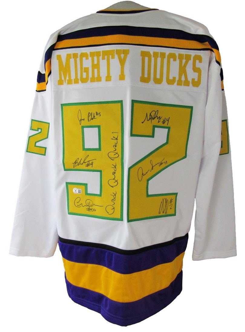 Beckett BAS Certified Mighty Ducks Custom Hockey Jersey Signed by 6 Cast Members (1 of 6)
