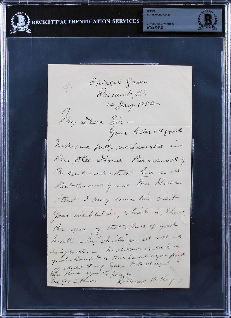 1892 Rutherford B. Hayes signed handwritten letter 5.5x8.5 Beckett authenticated (1 of 5)