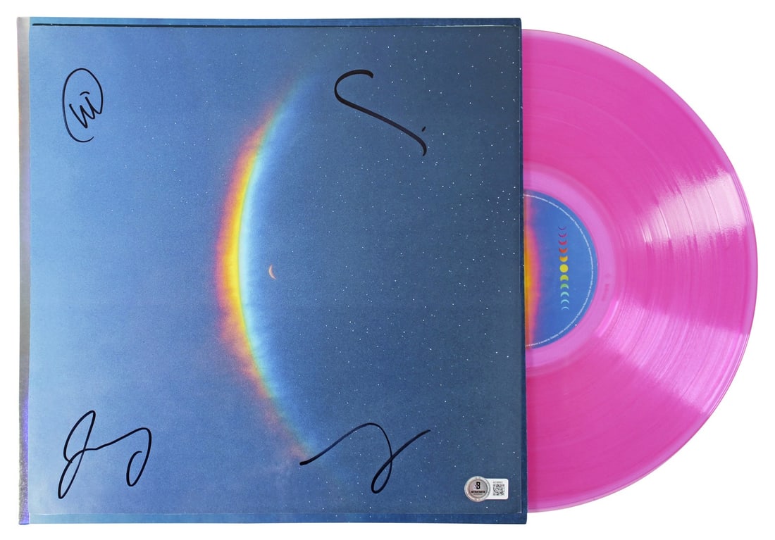 Coldplay Moon Music album flat with vinyl signed by 4 members BAS: Coldplay Moon Music album flat with vinyl signed by 4 members BAS Autographed Moon Music album flat with album and vinyl, signed by Chris Martin, Guy Berryman, Will Champion, and Johnny Buckland of Co