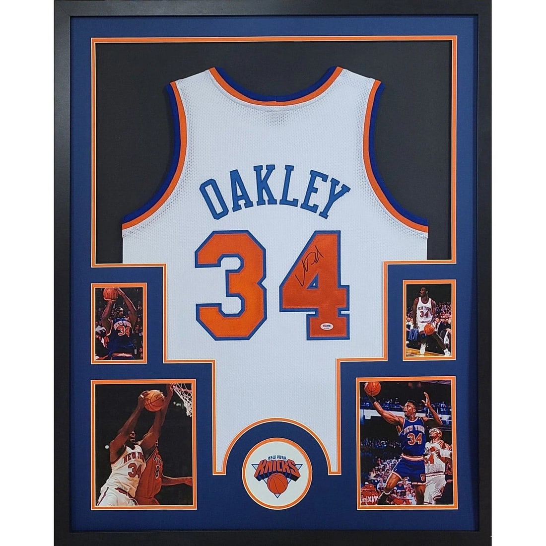 Charles Oakley Signed Framed Jersey PSA/DNA New York Knicks 42x34: Charles Oakley Signed Framed Jersey PSA/DNA New York Knicks 42x34 This autographed Charles Oakley framed jersey represents a significant piece of sports memorabilia. The jersey is authenticated by PSA