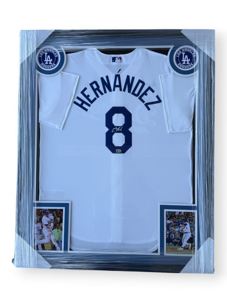 Framed Los Angeles Dodgers Home Jersey Signed by Kike Hernandez MLB Authenticated (1 of 2)