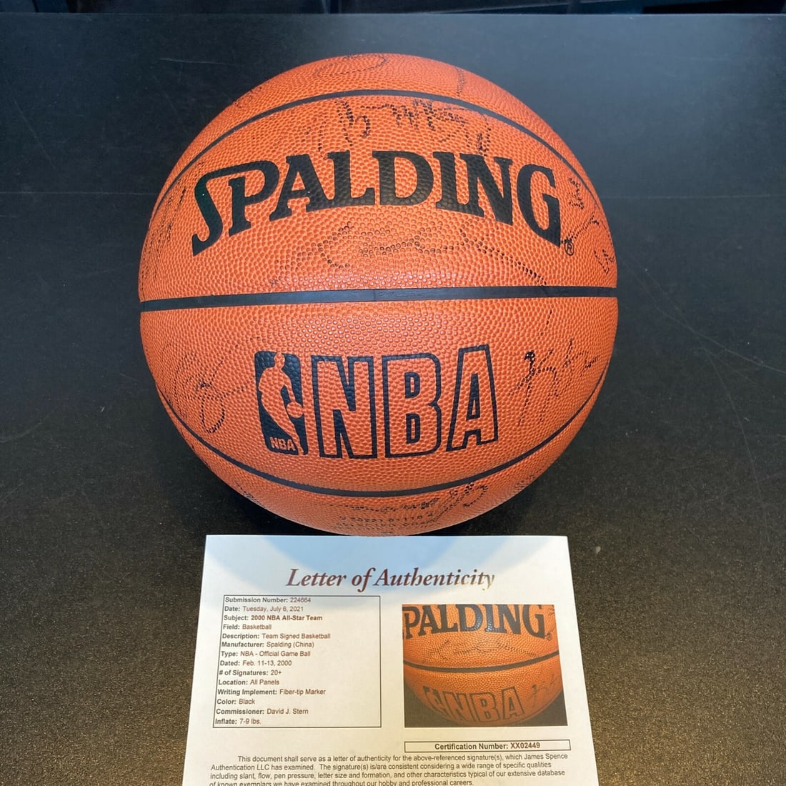 JSA 2000 NBA All Star Game Autographed Spalding Basketball Kobe Bryant Duncan (1 of 12)