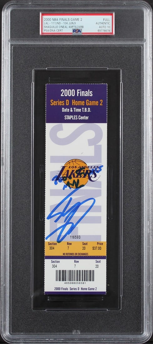Shaquille O'Neal Signed 2000 NBA Finals Ticket With MVP Inscription PSA 10 (1 of 2)