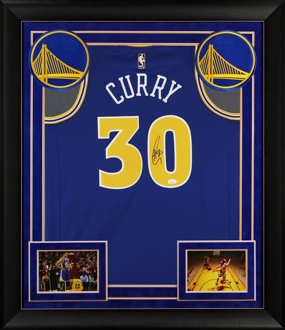 Stephen Curry Signed Blue Nike Classics Framed Jersey JSA COA (1 of 2)