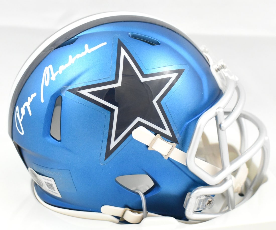 Dallas Cowboys Blaze Speed Mini Helmet signed by Roger Staubach BAS (1 of 4)