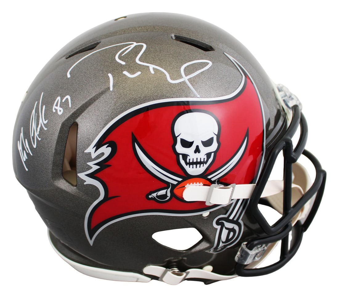 Tampa Bay Buccaneers F S Speed Proline Helmet Signed by Brady and Gronkowski BAS (1 of 3)