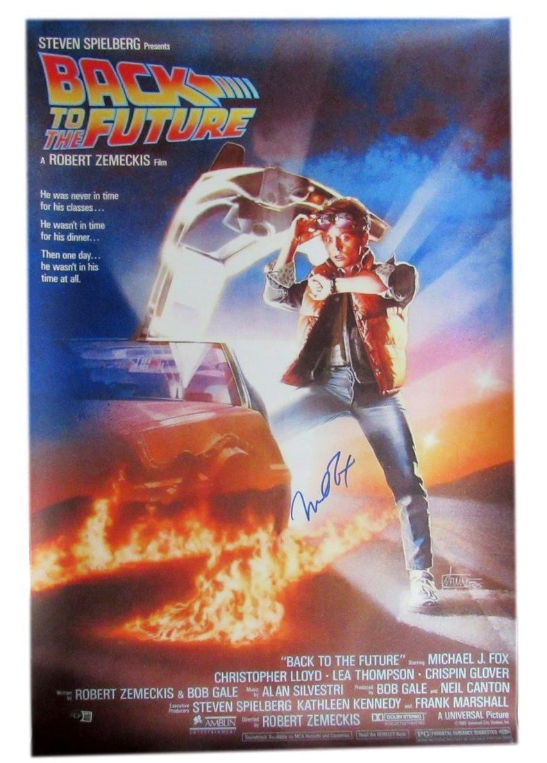 Signed Back To The Future 24x36 Poster Michael J Fox Beckett BAS: Signed Back To The Future 24x36 Poster Michael J Fox Beckett BAS Original 24x36 movie poster for Back To The Future, autographed by Michael J Fox. This pre-owned piece includes a BAS/Beckett tamper-pr