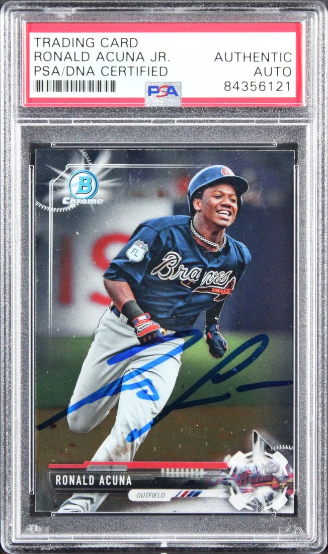 PSA Slabbed Ronald Acuna Jr Signed 2017 Bowman Chrome BDC-39 Rookie Card (1 of 2)