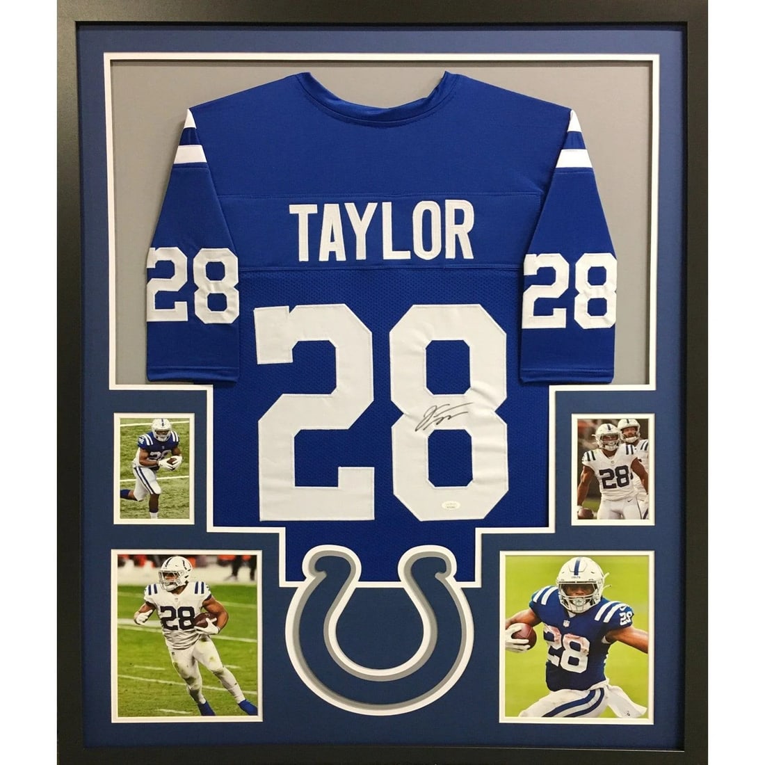 Framed Jonathan Taylor Autographed Colts Jersey with JSA Authentication (1 of 3)