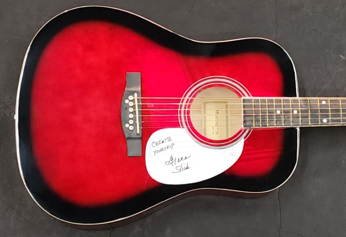 Grace Slick JSA Autographed Acoustic Guitar Create Yourself Red Hand Signed (1 of 4)
