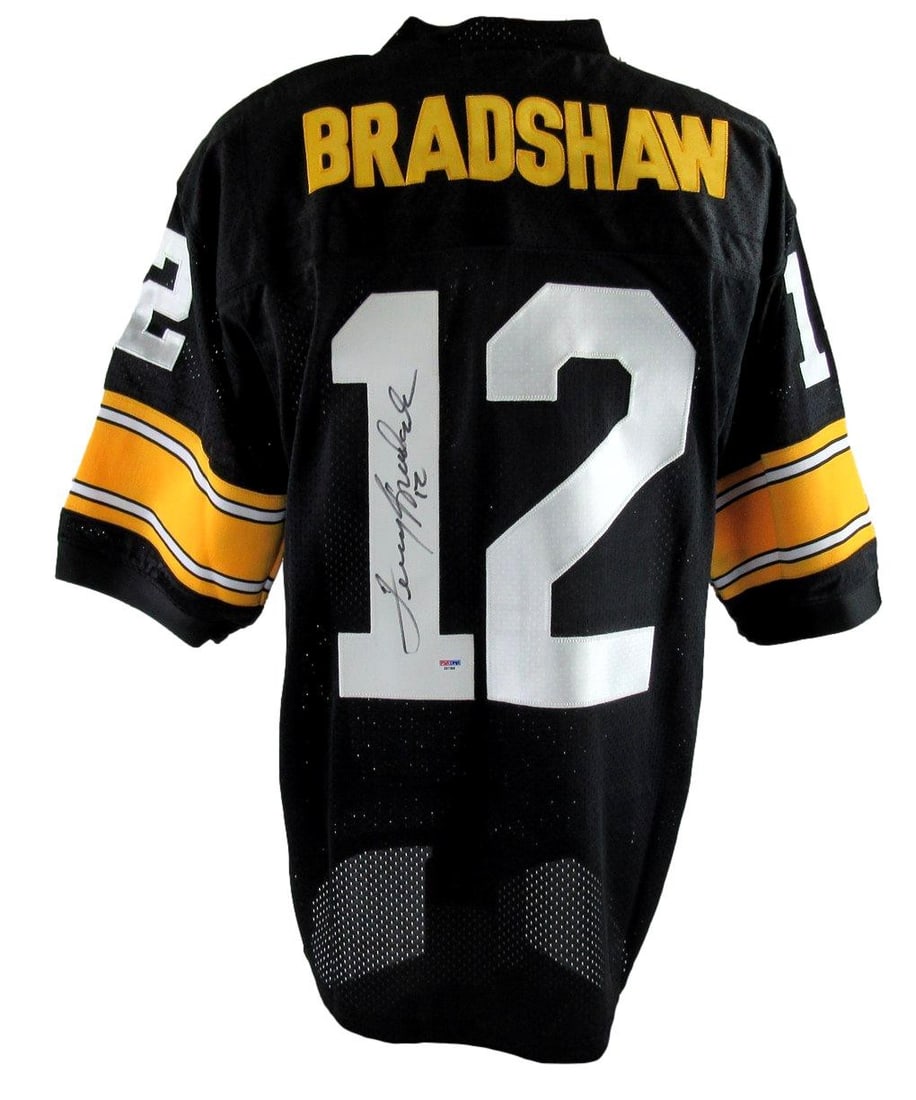 Mitchell and Ness Steelers Jersey Size 50 Terry Bradshaw HOF Signed PSA 212766 (1 of 7)