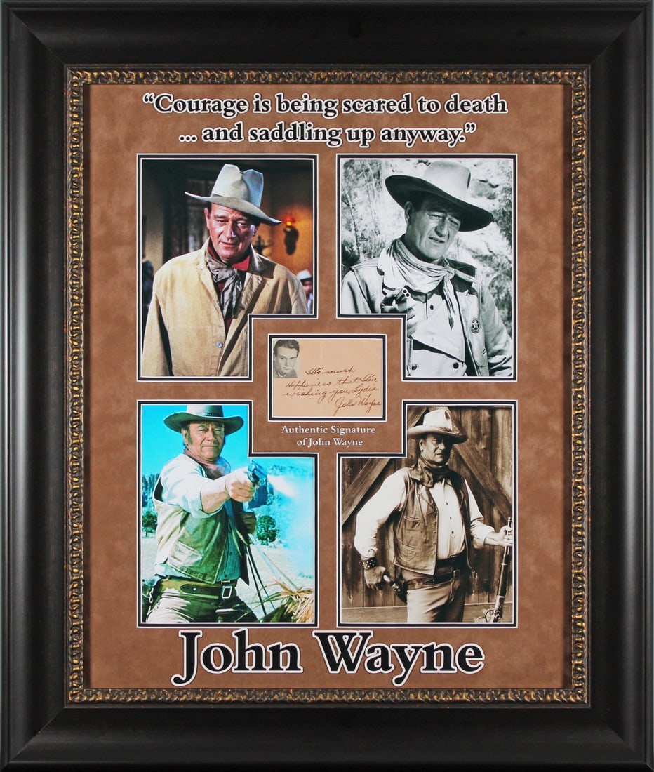 Framed 4x5 John Wayne signed album page Beckett authenticated (1 of 3)