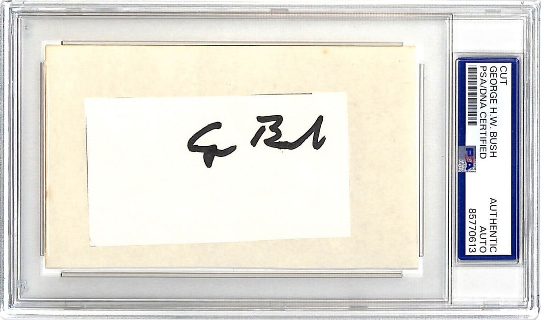 George H.W. Bush Signed 3x5 Signature Cut Certified by PSA/DNA (1 of 2)