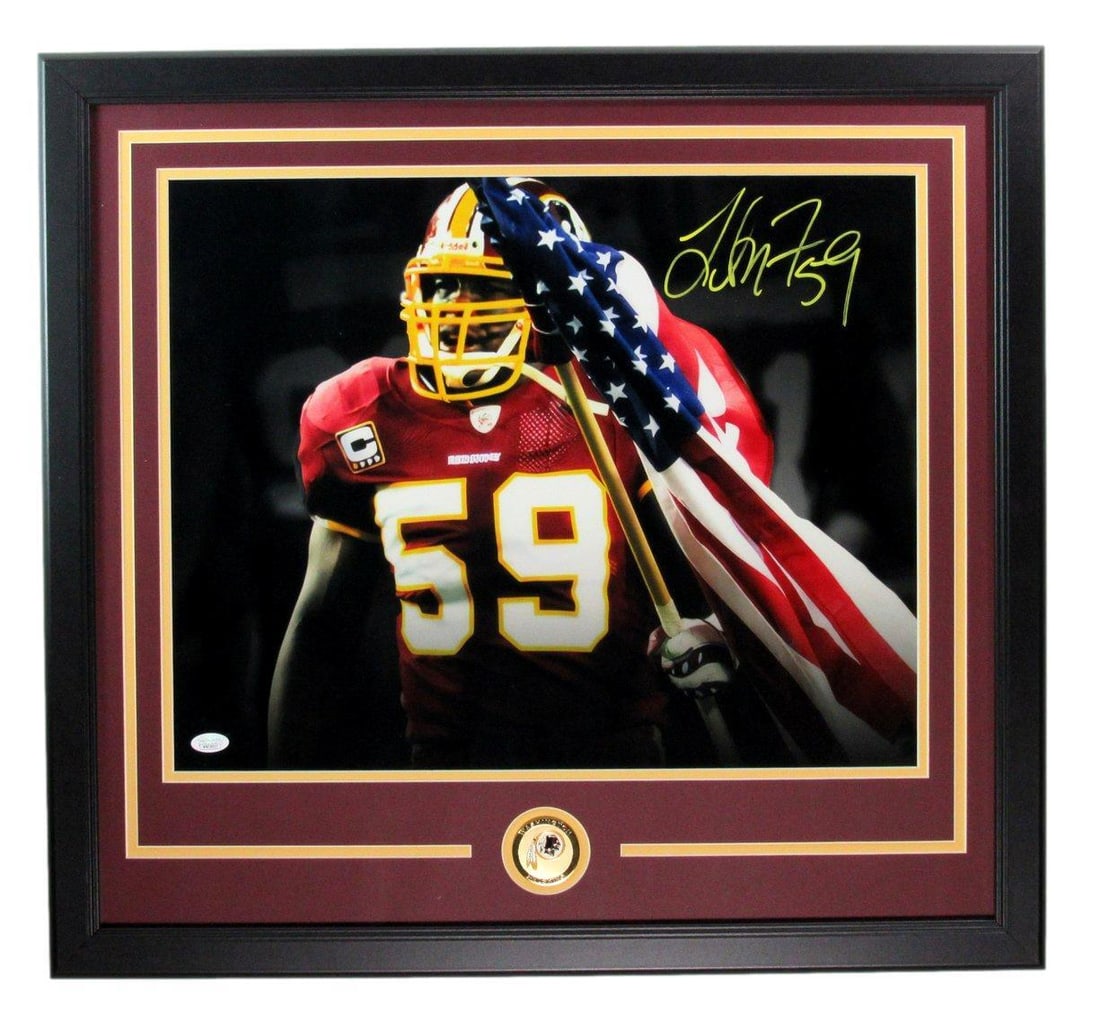 Framed Washington Redskins 16x20 Signed Photo London Fletcher JSA (1 of 3)