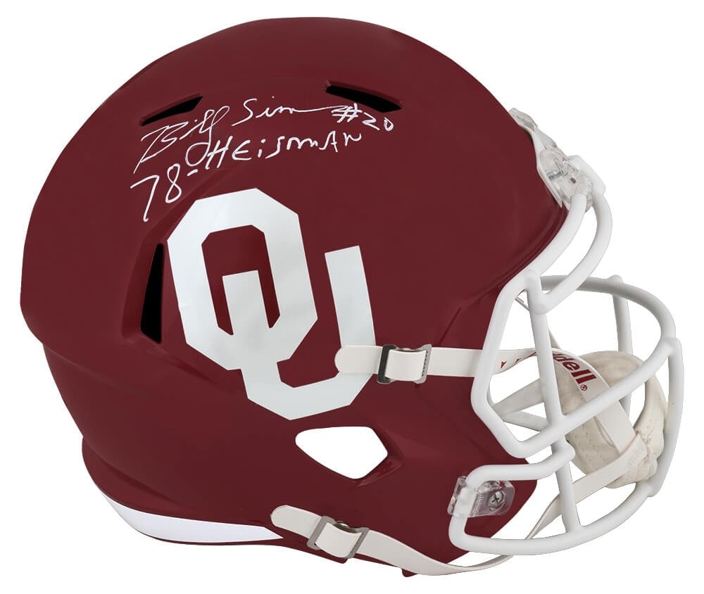 Oklahoma Sooners full size replica helmet signed by Billy Sims 78 Heisman (1 of 1)