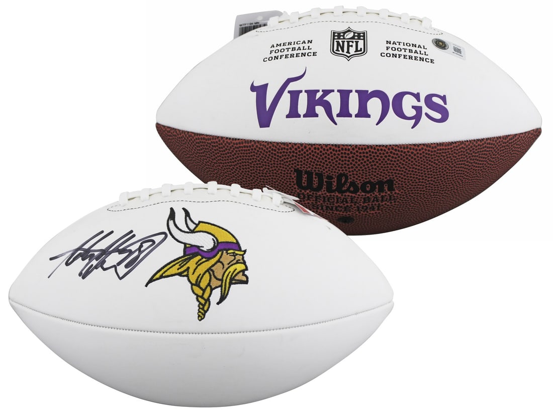Adrian Peterson autographed Wilson white panel football BAS witnessed (1 of 4)