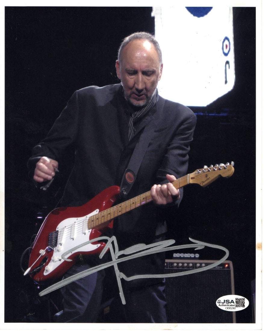 Pete Townshend JSA Autographed 8x10 Photograph: Pete Townshend JSA Autographed 8x10 Photograph This is an 8x10 photograph signed by Pete Townshend, renowned guitarist of The Who. The autograph has been authenticated by James Spence Authentication (