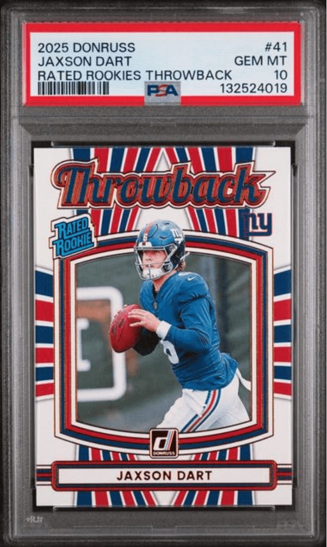 PSA 10 Jaxson Dart 2025 Donruss Rated Rookies Throwback #41 (1 of 2)