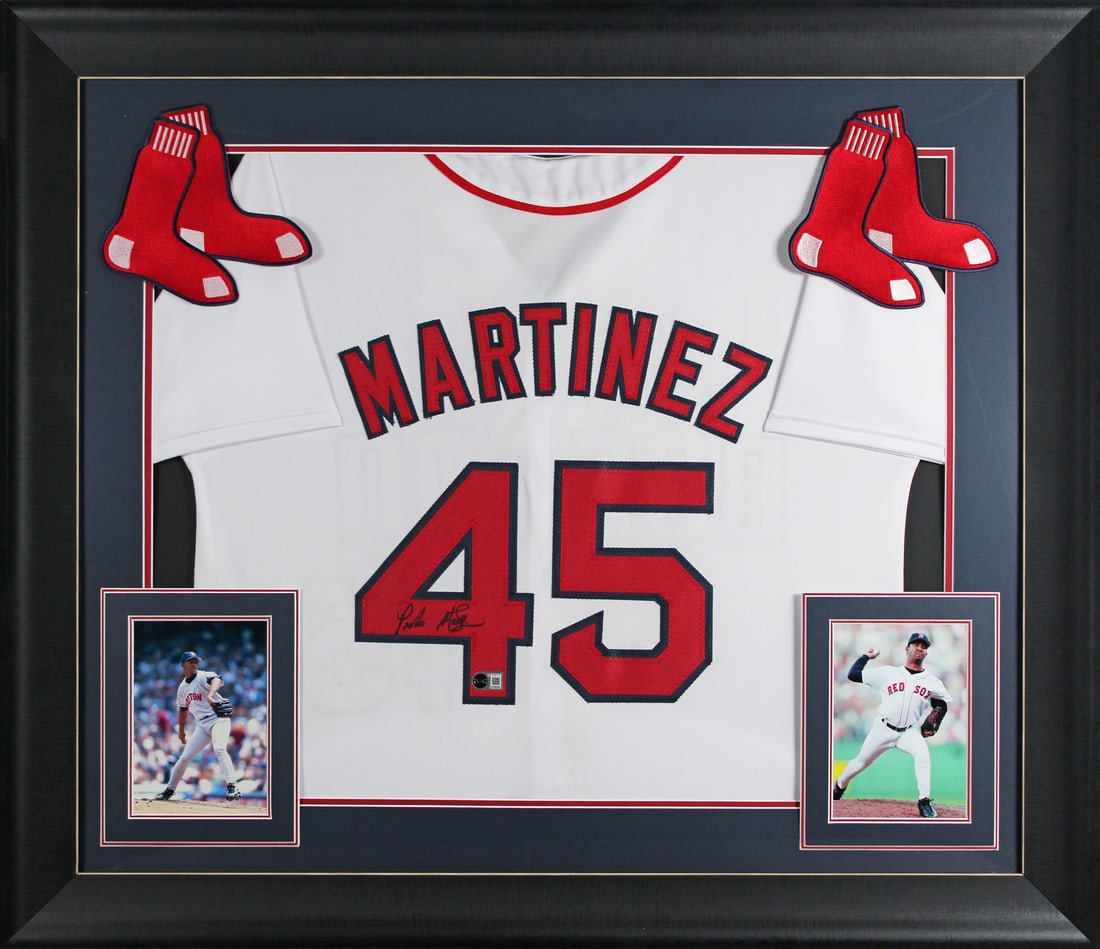 Framed White Pro Style Jersey Signed by Pedro Martinez Beckett Witnessed (1 of 2)
