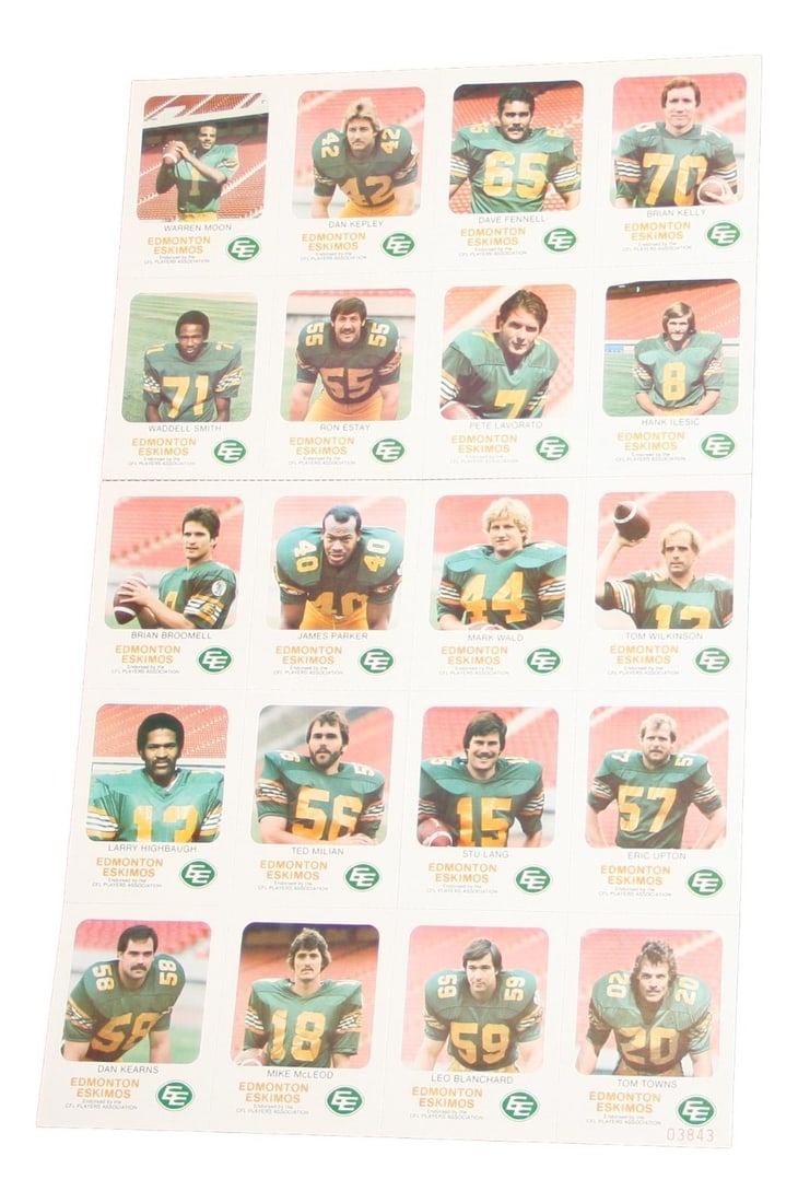 1981 Edmonton Eskimos Red Rooster Warren Moon Rookie Team Card Set (1 of 5)