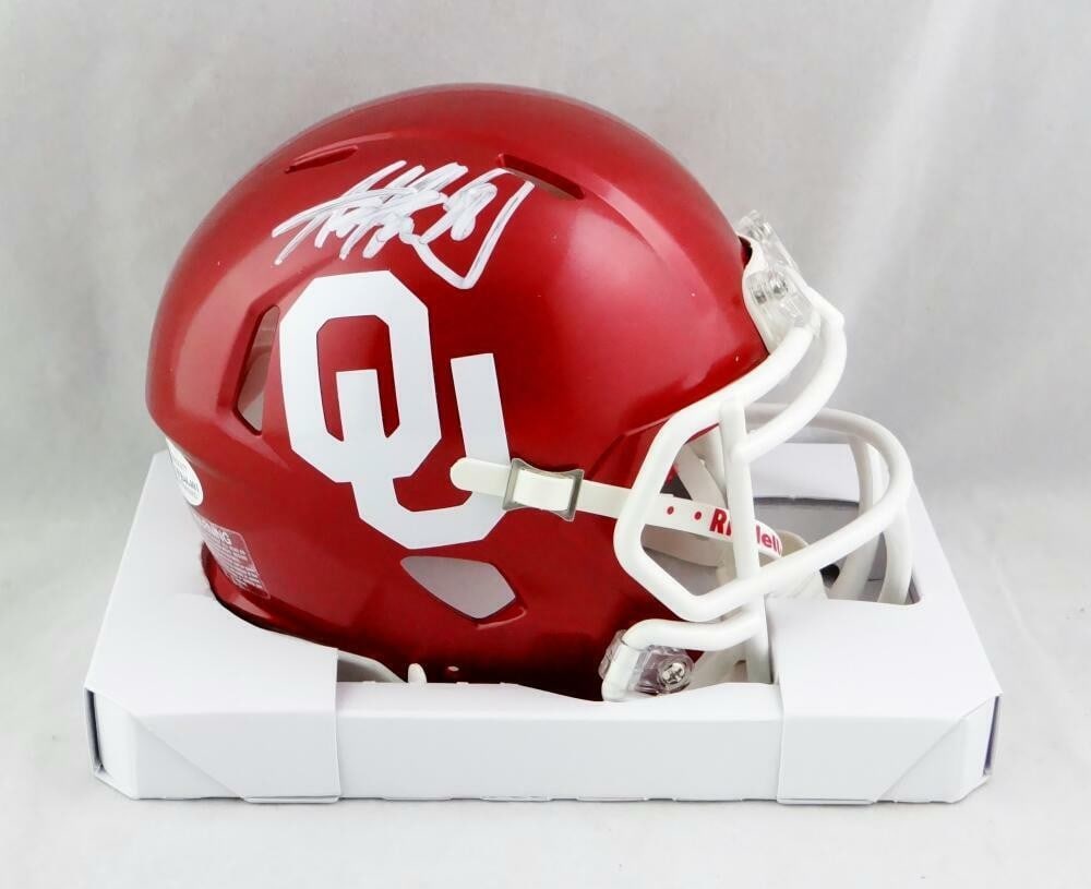 Oklahoma Sooners Speed Mini Helmet Signed by Adrian Peterson Beckett Auth (1 of 6)