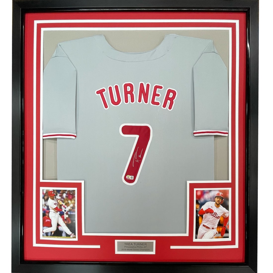 35x39 Framed Trea Turner Signed Phillies Grey Jersey Beckett COA (1 of 2)