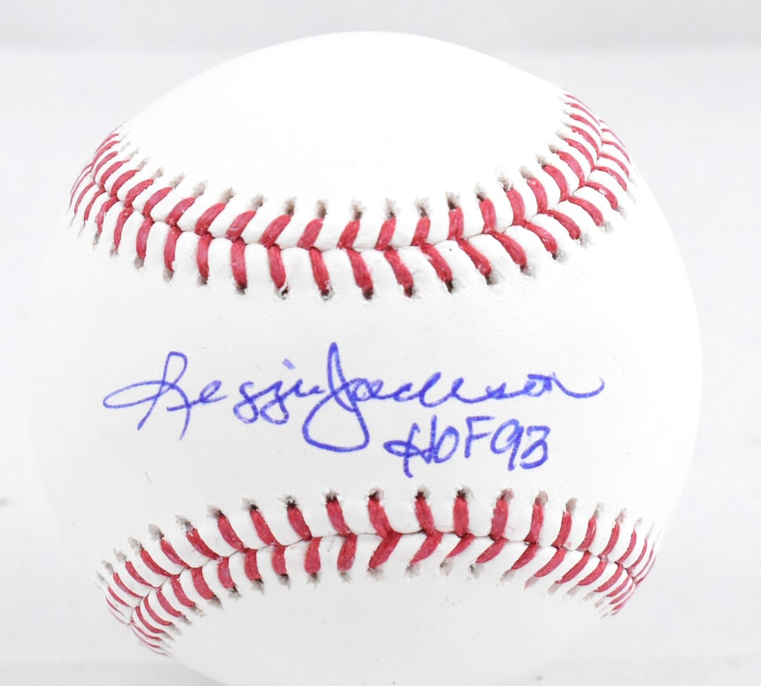 Reggie Jackson signed Rawlings OML baseball Beckett hologram Yankees HOF (1 of 3)