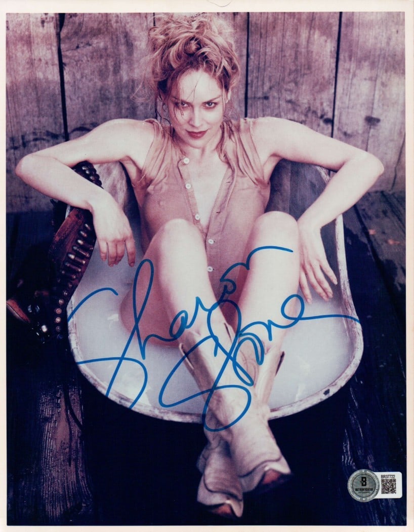 Sharon Stone Authentic Signed 8x10 Photograph Beckett Authenticated: Sharon Stone Authentic Signed 8x10 Photograph Beckett Authenticated This is an 8x10 photograph signed by Sharon Stone, known for her role in 'The Quick and the Dead.' The autograph is authenticated by