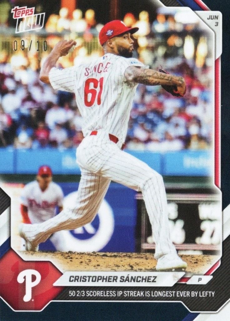 Topps Now #283 Cristopher Sanchez 2026 Black Foil /10 Phillies Card (1 of 2)