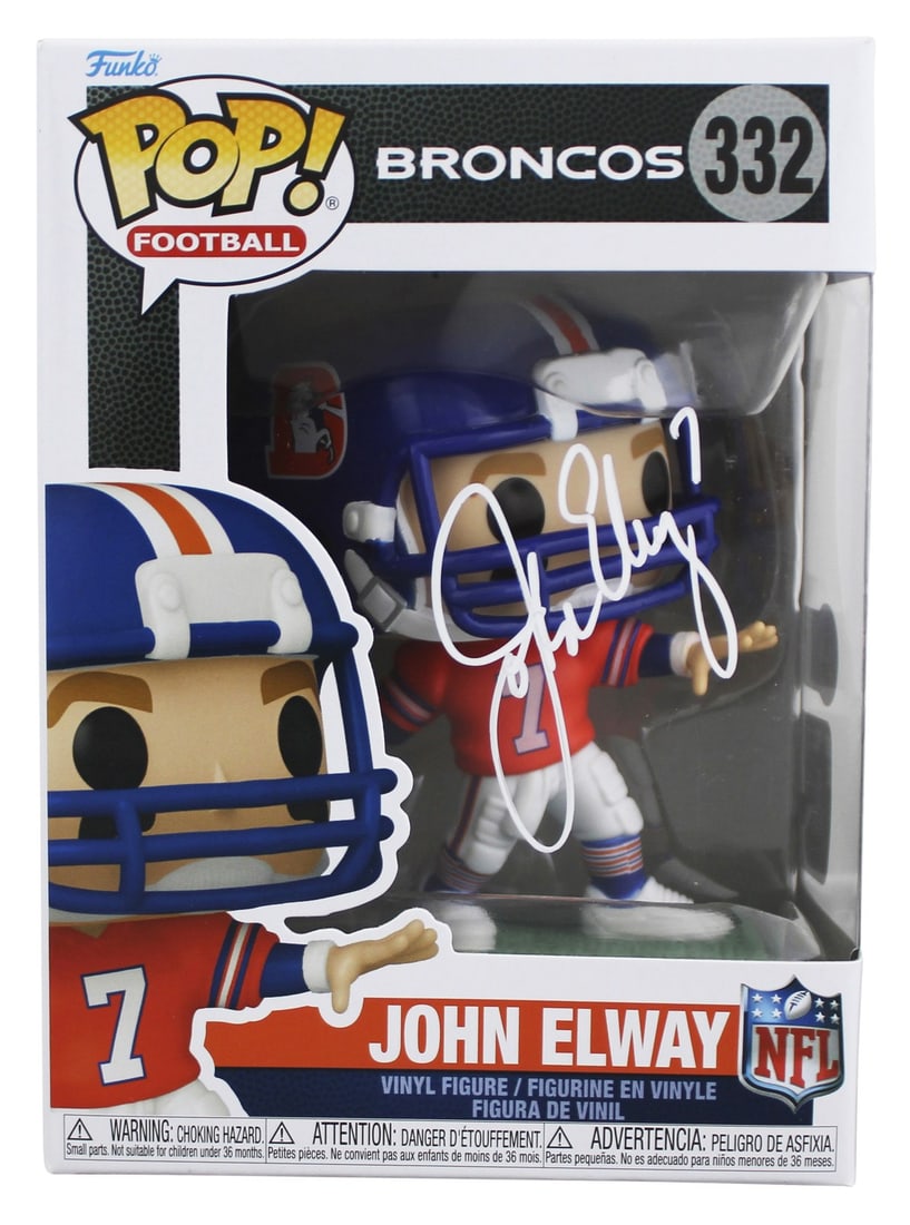 John Elway Signed Denver Broncos Funko Pop Figure BAS Witnessed Authenticated: John Elway Signed Denver Broncos Funko Pop Figure BAS Witnessed Authenticated This authentic Funko Pop Vinyl Figure #332 features John Elway of the Denver Broncos and has been personally signed by Joh