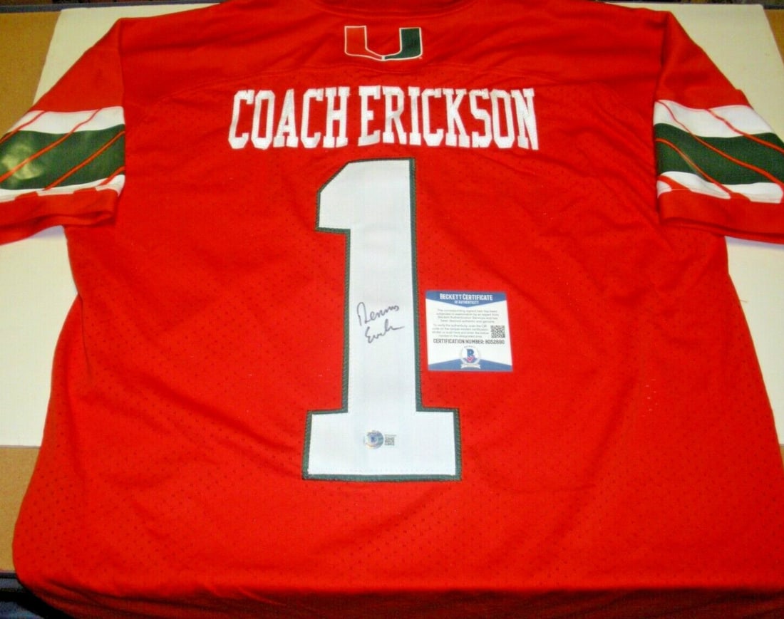 Adidas Miami Hurricanes Signed Jersey Dennis Erickson Beckett COA (1 of 2)