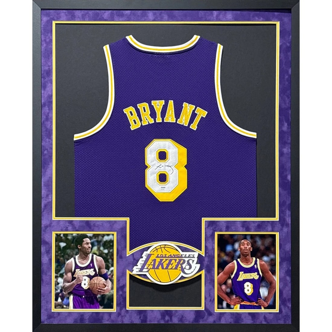 Framed Kobe Bryant Autographed Lakers Jersey PSA DNA: Framed Kobe Bryant Autographed Lakers Jersey PSA DNA Framed Kobe Bryant autographed purple LA Lakers jersey with PSA/DNA authentication. This pre-owned piece includes a tamper-proof sticker and authen