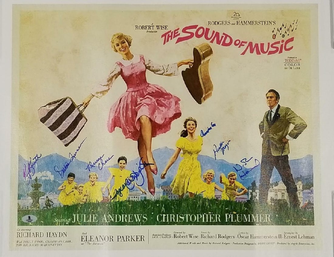 16x20 Canvas Signed by Sound of Music Cast Seven Beckett Authenticated Autographs: 16x20 Canvas Signed by Sound of Music Cast Seven Beckett Authenticated Autographs This is an original 16x20 canvas featuring seven autographs from the cast of The Sound of Music. The piece has been au