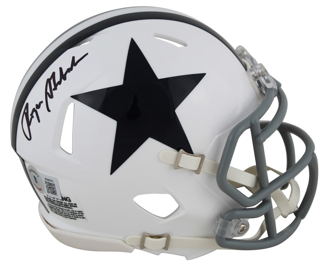 Roger Staubach signed Dallas Cowboys 1960-63 throwback Speed mini helmet BAS (1 of 2)