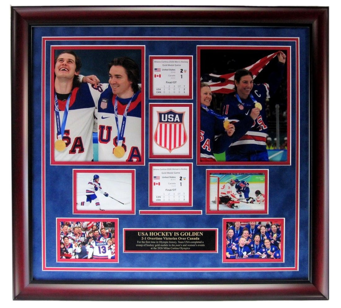 Framed 2026 USA Olympic Hockey Gold Medal Team Photo Collage (1 of 2)