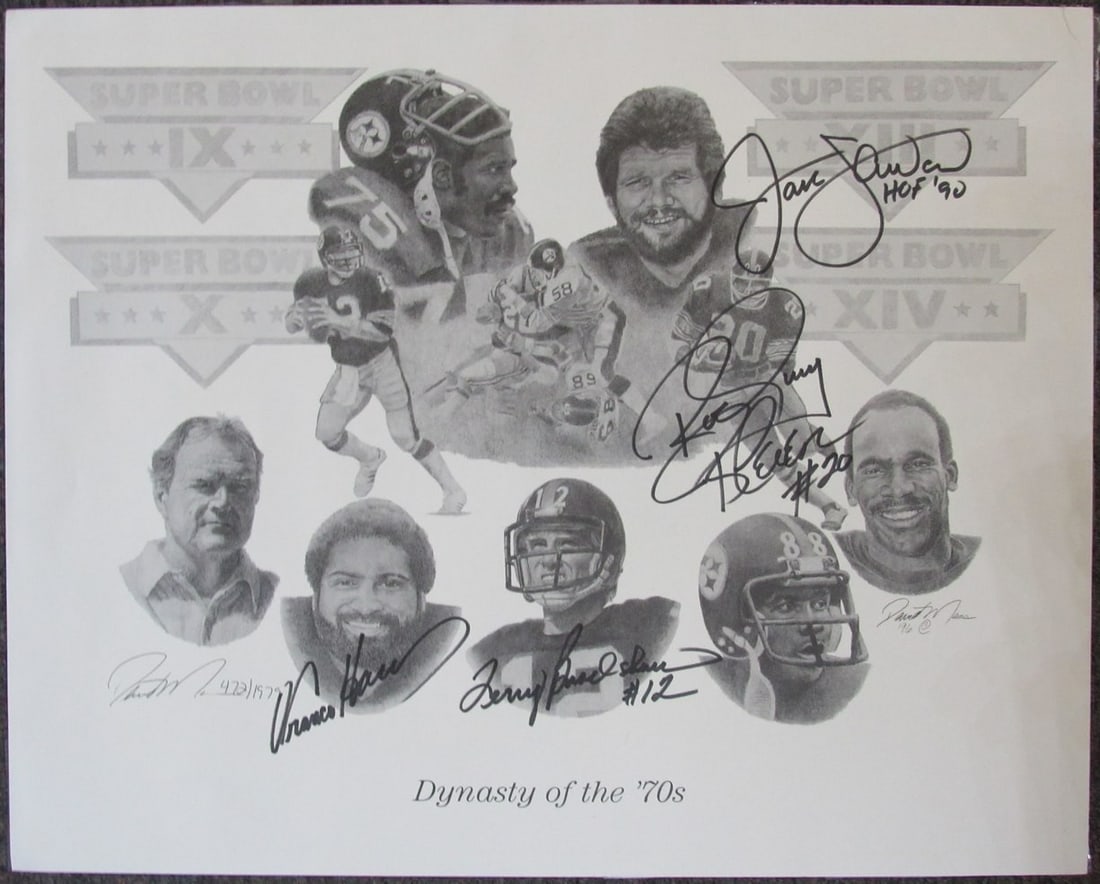 Pittsburgh Steelers 16x20 Lithograph Signed by Four NFL Legends (1 of 5)