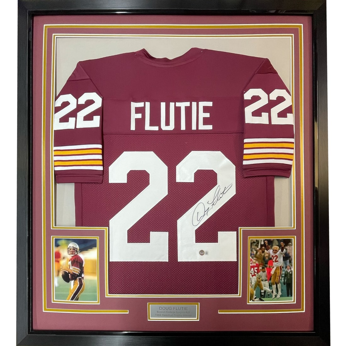 Doug Flutie signed framed football jersey 35x39 Beckett COA (1 of 2)