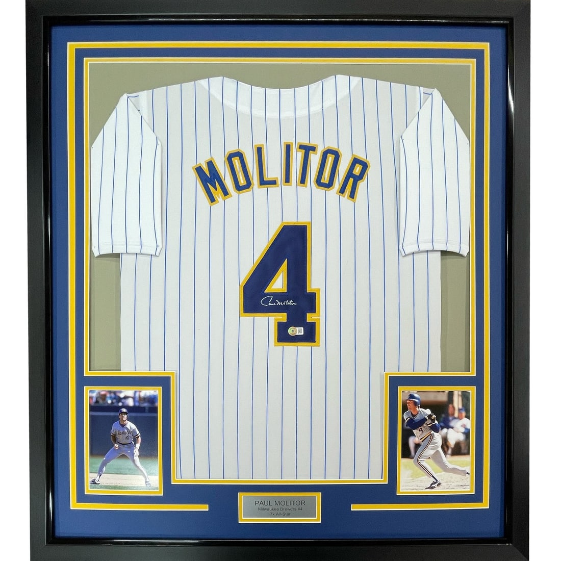 Paul Molitor signed framed Milwaukee Brewers jersey 35x39 Beckett COA (1 of 2)