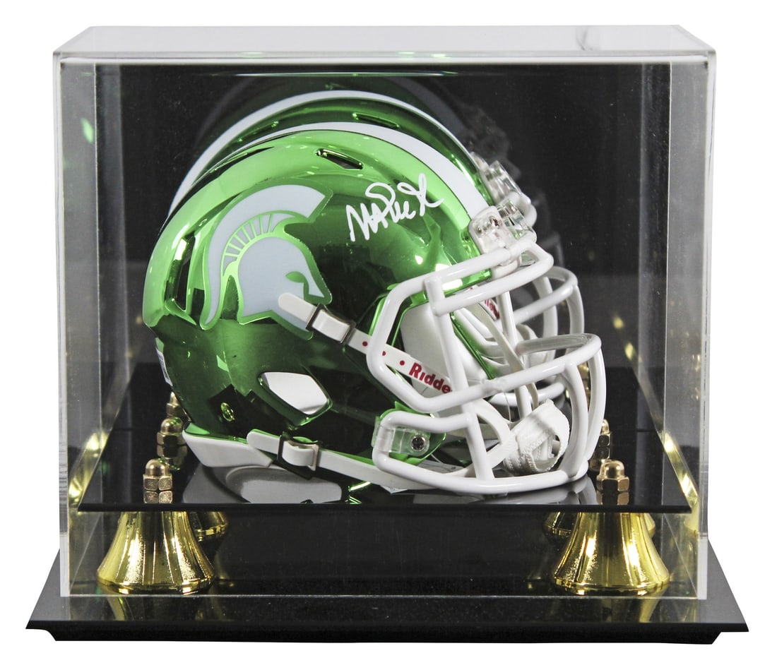 Signed Michigan State Spartans Chrome Speed Mini Helmet with Case BAS Witness (1 of 3)