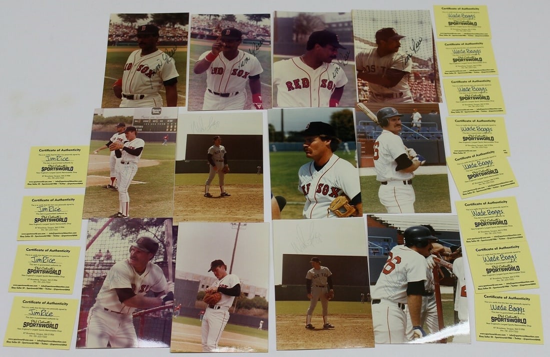 Autographed 3x5 Boston Red Sox player photos from the 1980s (1 of 7)