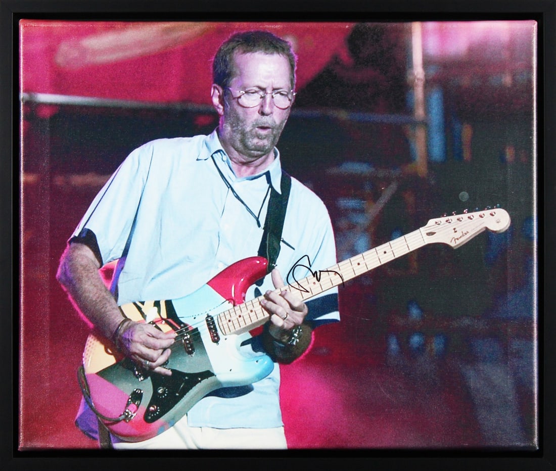 Framed 16x20 Eric Clapton Signed Canvas Photograph JSA Certified (1 of 3)
