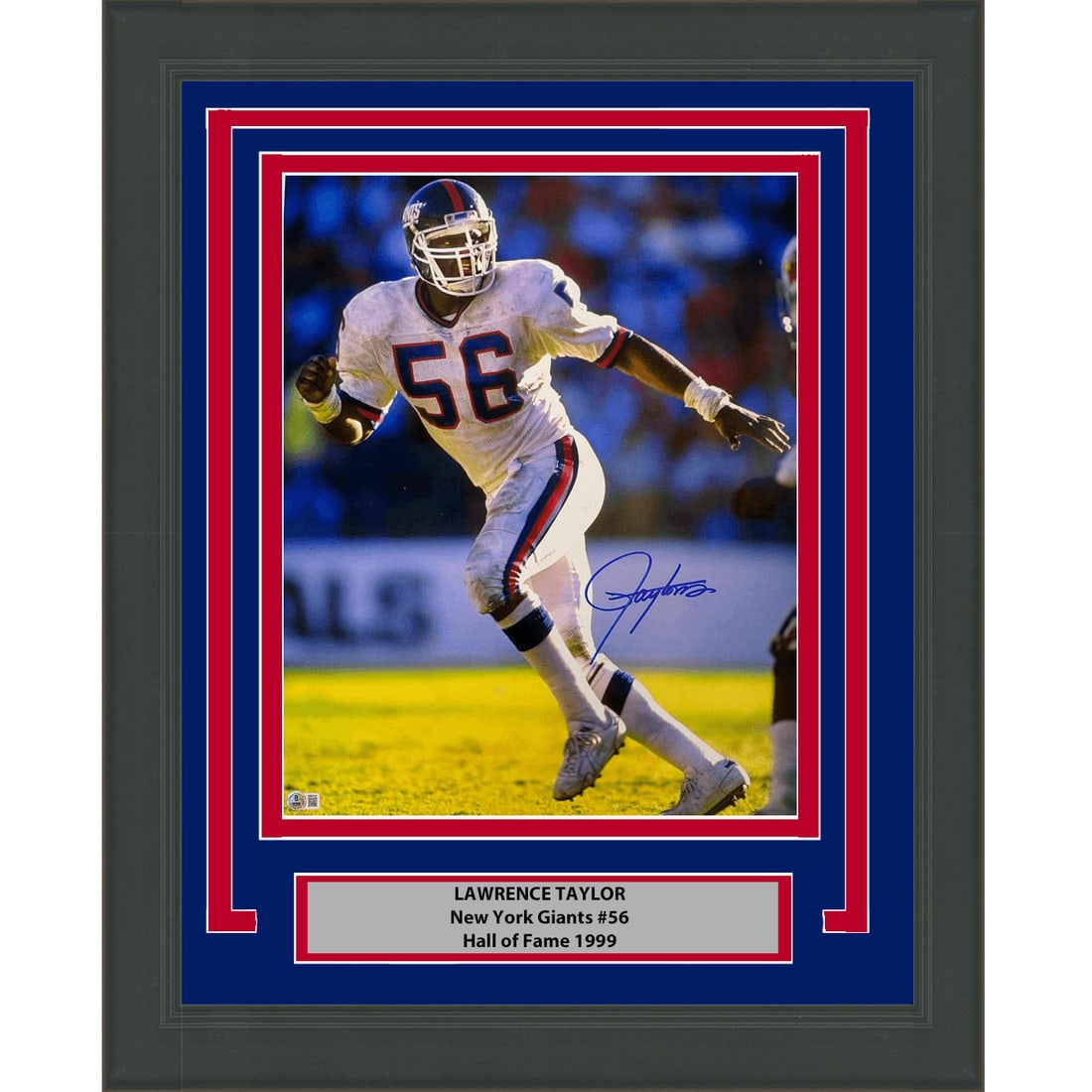 Lawrence Taylor Signed 16x20 Framed Giants Photo Beckett COA (1 of 1)