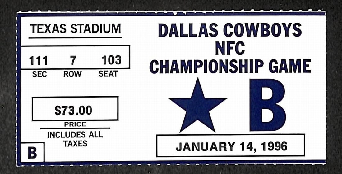 Original NFL NFC Championship ticket stub and parking pass Cowboys Packers 1 14 1996 (1 of 3)