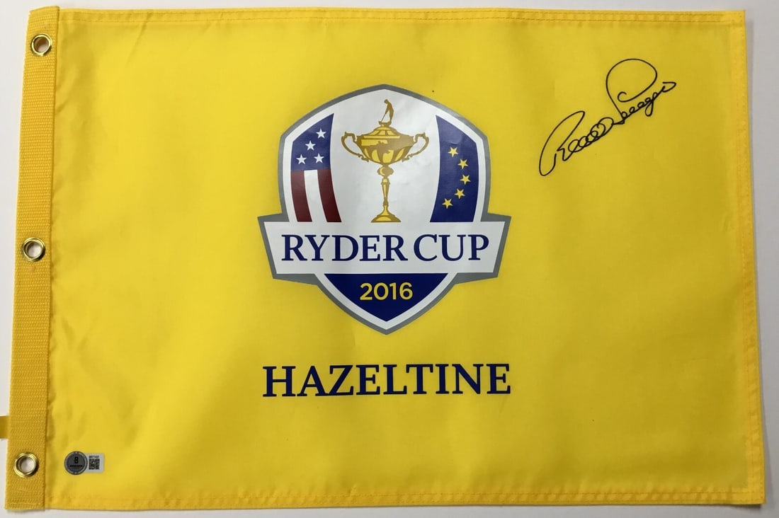Bernhard Langer Signed 2016 Ryder Cup Hazeltine Flag Beckett Authenticated (1 of 4)