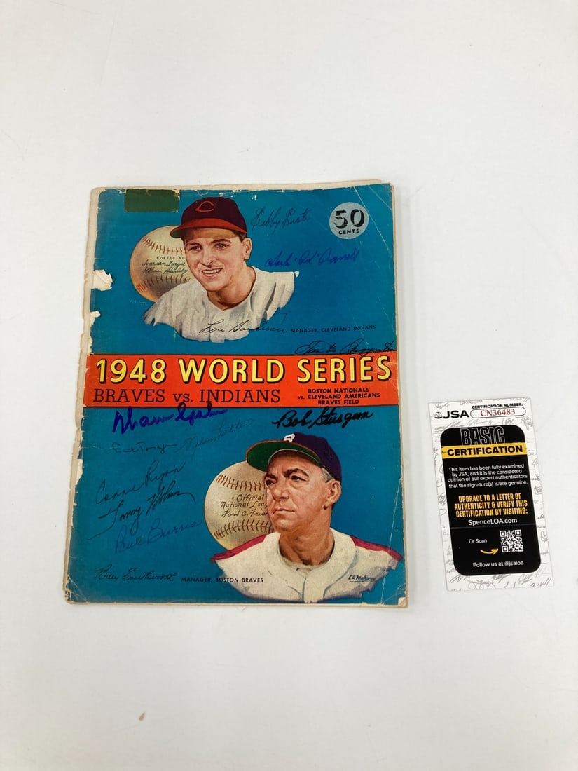 Vintage World Series Program signed by 1948 Boston Braves with JSA COA (1 of 11)