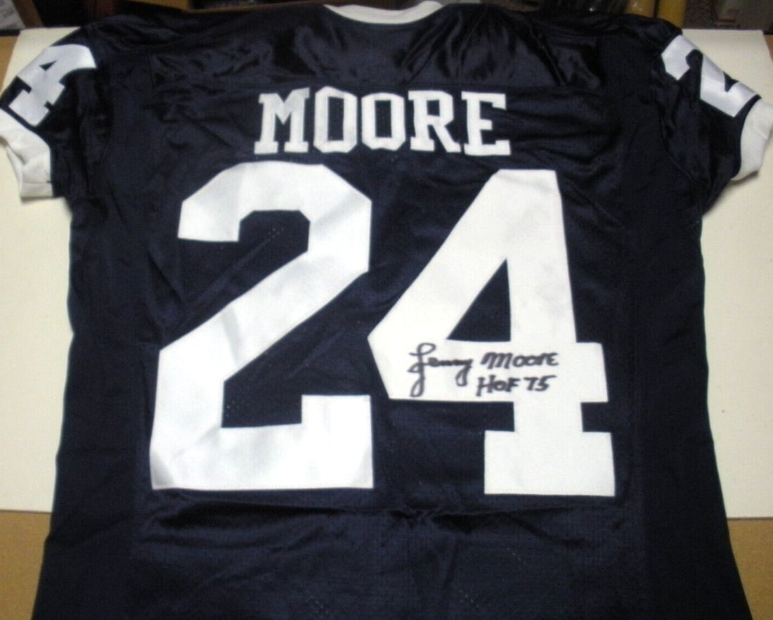Nike Penn State Jersey Signed by Lenny Moore with COA Official Licensed: Nike Penn State Jersey Signed by Lenny Moore with COA Official Licensed This official licensed Nike jersey is signed by Lenny Moore and represents the Penn State Nittany Lions. The jersey was used in