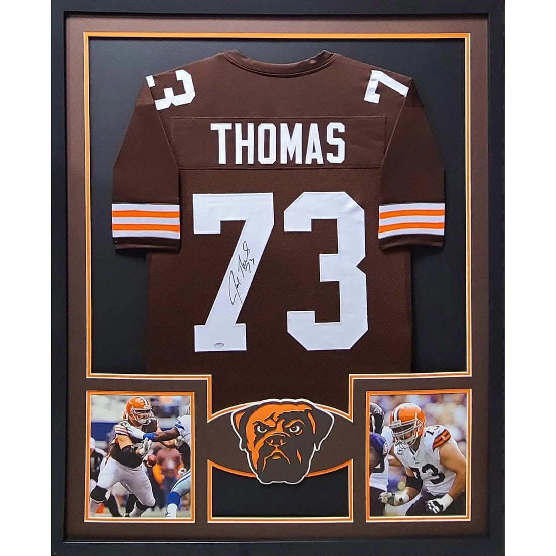 Joe Thomas Autographed Framed Jersey Schwartz COA Cleveland Browns: Joe Thomas Autographed Framed Jersey Schwartz COA Cleveland Browns This autographed Joe Thomas framed jersey is a must-have for any Cleveland Browns fan. The jersey is authenticated by Schwartz, a rep