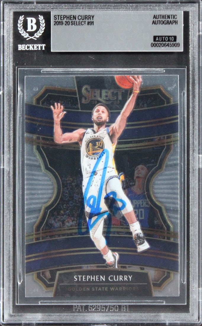 Stephen Curry autographed 2019 Panini Select #91 card Beckett Auto Grade 10 (1 of 2)